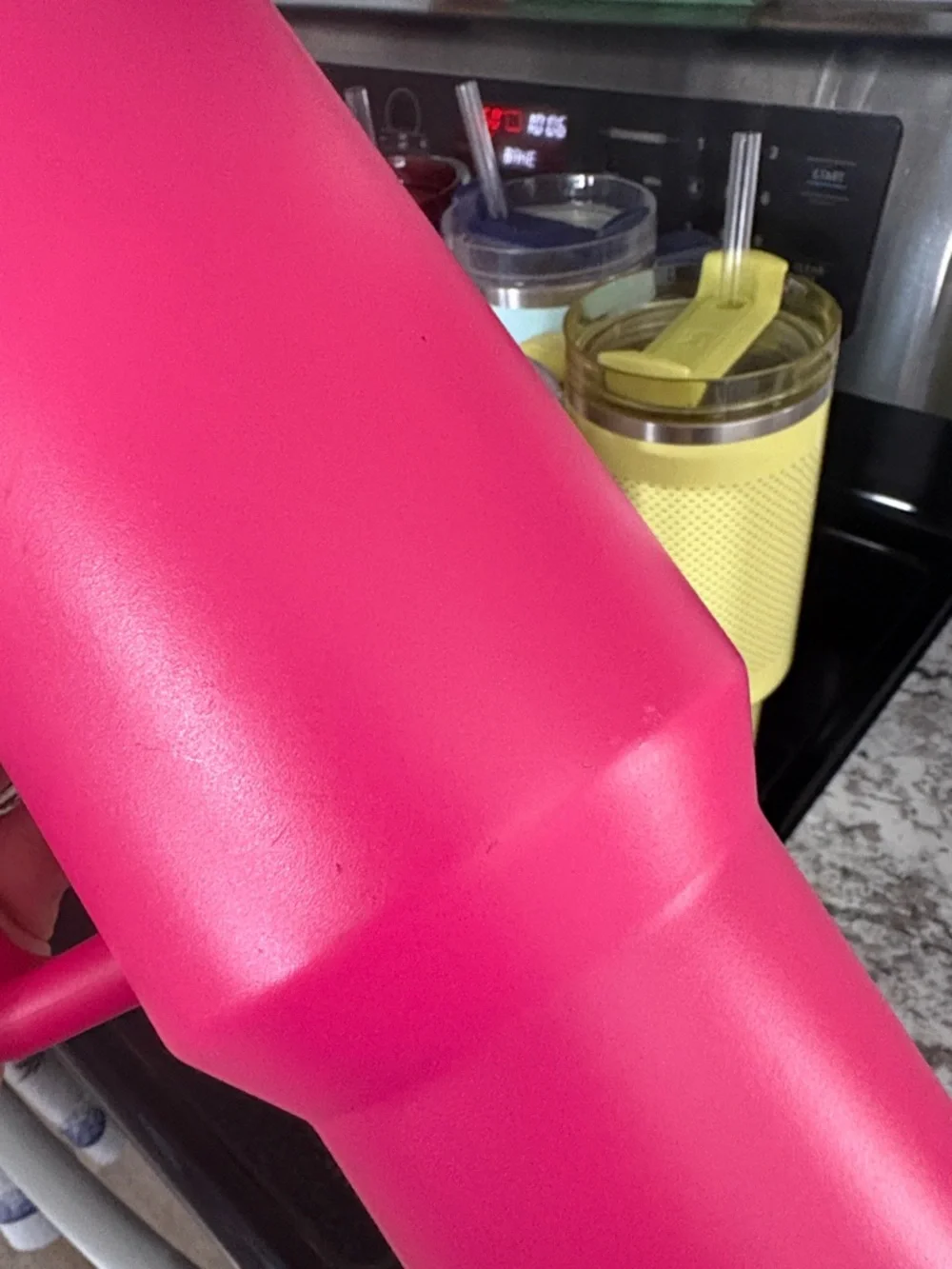 Stanley Hot Pink Travel Mug with Teal Logo and Handle Accents - Picture 6 of 8
